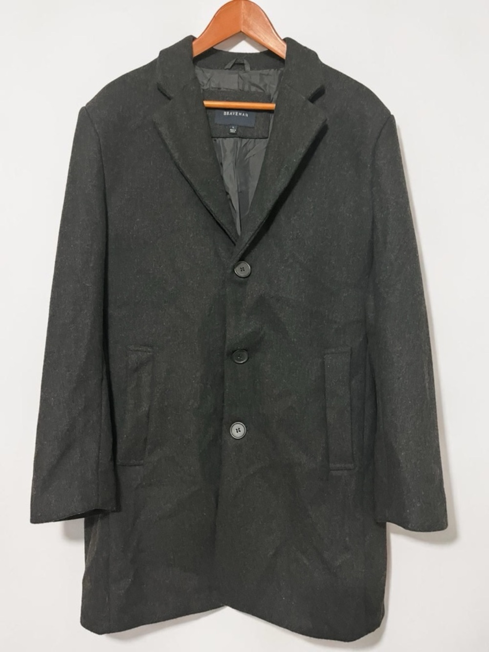 Braveman Charcoal Gray Wool Blend Single Breasted Car Coat Men's Size L